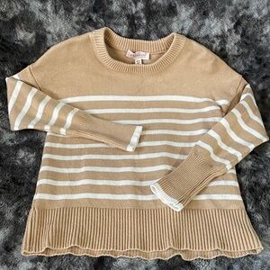 Philosophy Tan and White Sweater XS